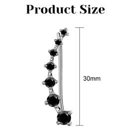 1 Pair of Women's Earrings, Sterling Silver with 7 Crystals, Symmetrical Earrings, Jewellery Ear Cuff Stud Earrings, for Women, Girls, Birthday Gift, Silver