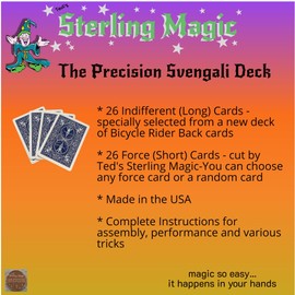 Ted's Sterling Magic Precision Blue Rider Back Bicycle Svengali Deck with Instructions for 100+ Tricks (6 of Clubs)