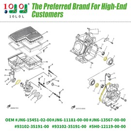 10L0L Engine Gaskets Seals Rings Rebuild Kit for Yamaha Golf Cart G16 G20 1996-2002 G11 1997-2001, Replaces OEM JN6-15451-02-00 JN6-11181-00-00