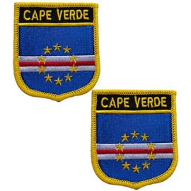 Cabo Verde Parches bordados de una sola bandera táctica con apliques de moral para planchar o coser en el emblema, 2 piezas (Cabo Verde)