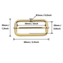 BIKICOCO hebilla metálica de ajuste deslizante tri-glides, 2 x 3/4 pulgadas, dorado, 10 piezas