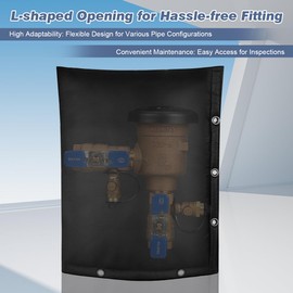 Outdoor Backflow Preventer Cover- 16''W x 20''H, Winter Freeze & Weatherproof Protection for Irrigation Pipes & Sprinkler Valves- Black