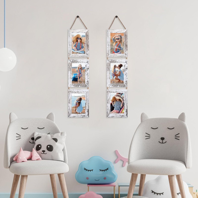 QUTREY Collage Picture Frames 4x6, 6 Openings Hanging Photo Frame