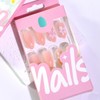Flower Press on Nails Nude Pink Almond Fake Nails 3D