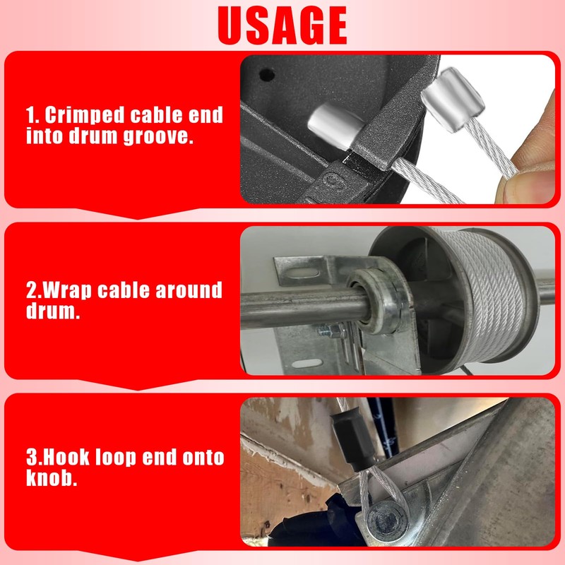 NAZOU 13.5FT Garage Door Cable Replacement 1/8 inch Vinyl Coated