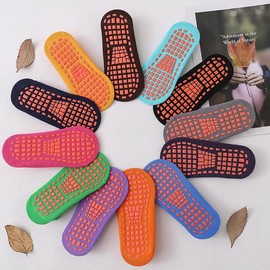 VictotFit 12 pares de calcetines antideslizantes de algodón para niños y niñas, calcetines de tobillo para bebés, lavables en máquina