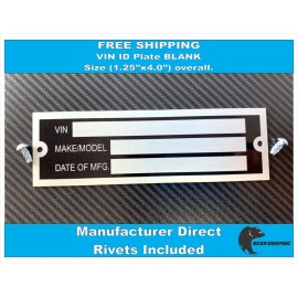 BEAR GRAPHIC BLANK  SERIAL ID TAG PLATE DATA CAR TRUCK HOT ROD EQUIPMENT TRAILER FREE SHIP