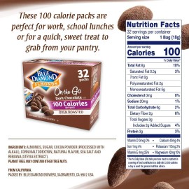 Blue Diamond Almonds Dark Chocolate Cocoa Dusted Snack Nuts,  32 Count Total