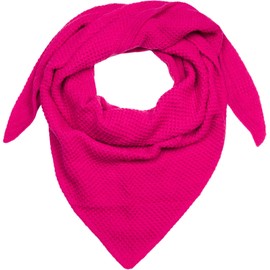 styleBREAKER 01020048 Women's XXL Knitted Triangle Scarf Plain with Rice Grain Knitting Pattern, Warm Autumn Winter Maxi Triangular Scarf, pink