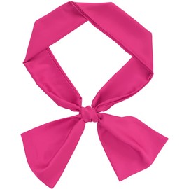 sourcing map Skinny Silky Solid Color Long Scarves Waistband Neck Wraps for Women Fuchsia 1