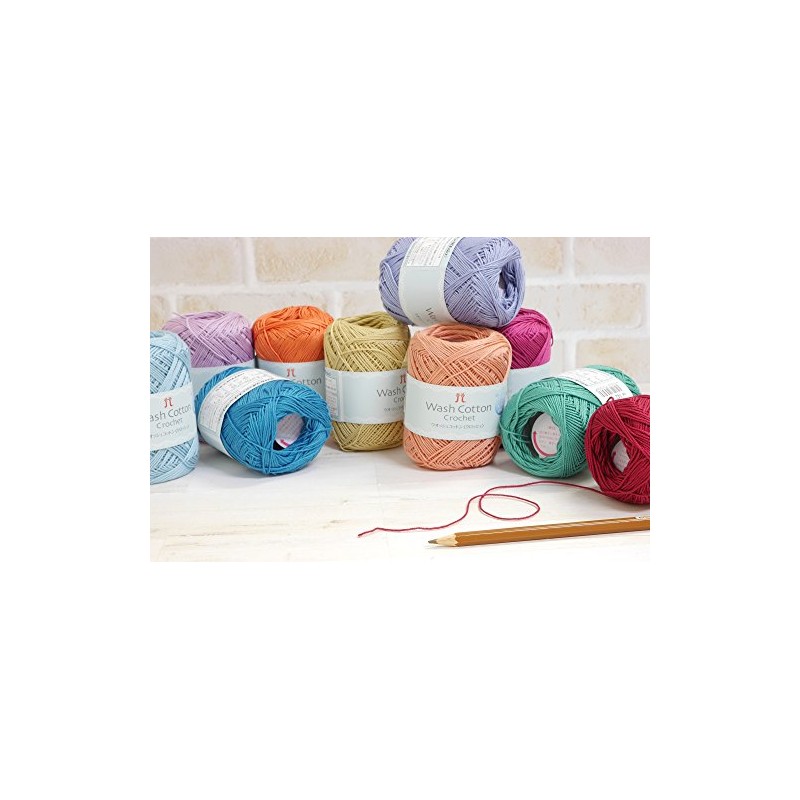 Hamanaka Wash Cotton Crochet Yarn, Fine Weight, Color 141, Yellow,