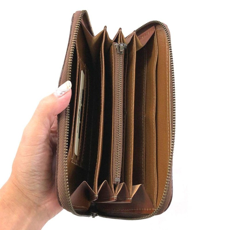 Wayan Genuine Leather DB Series Round Wallet, Brown