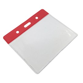 Customcard ltd Red Header ID Badge Pocket Plastic Vinyl Wallet Pouch(Size 60 x 90mm) Pack of 50