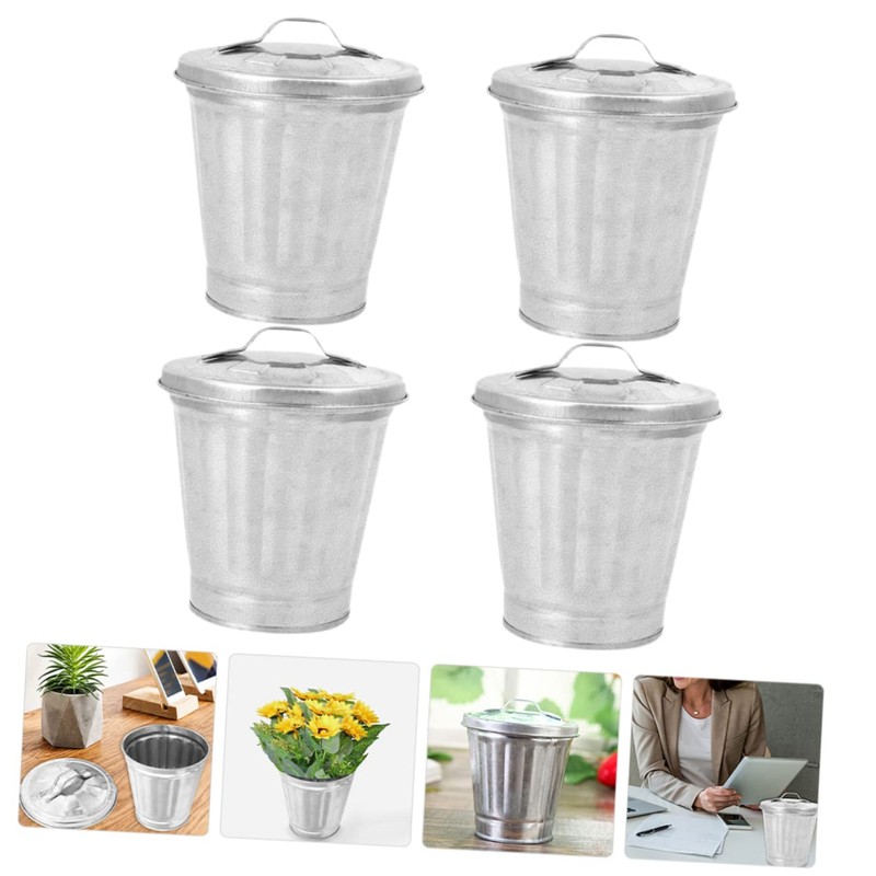 COHEALI 4pcs Small Trash Can with Lid Creative Garbage Bin
