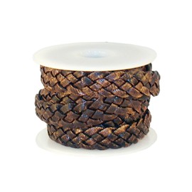Cords Craft, 12mm 5 Ply Flat Braided Leather String Bolo Cord, Lace for Jewelry Making, Bracelets, Necklaces, Wraps, Crafts and Hobby Projects (Vintage Dark Brown, Roll of 2 Meters)