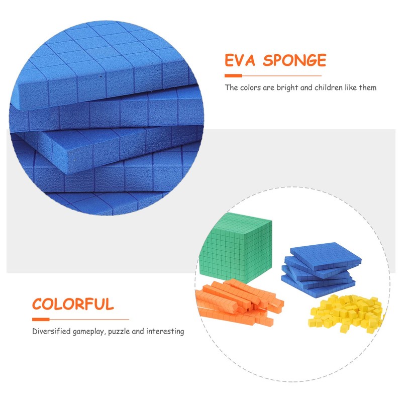 NUOBESTY Base Ten Blocks, 1 Set Math Counting Cube Counting