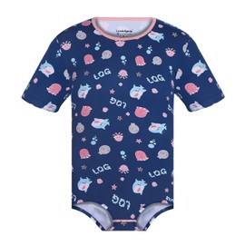 Landofgenie Mens Onesie Short Sleeve Bodysuit Print Rompers One Piece Pajamas Navy Blue XL