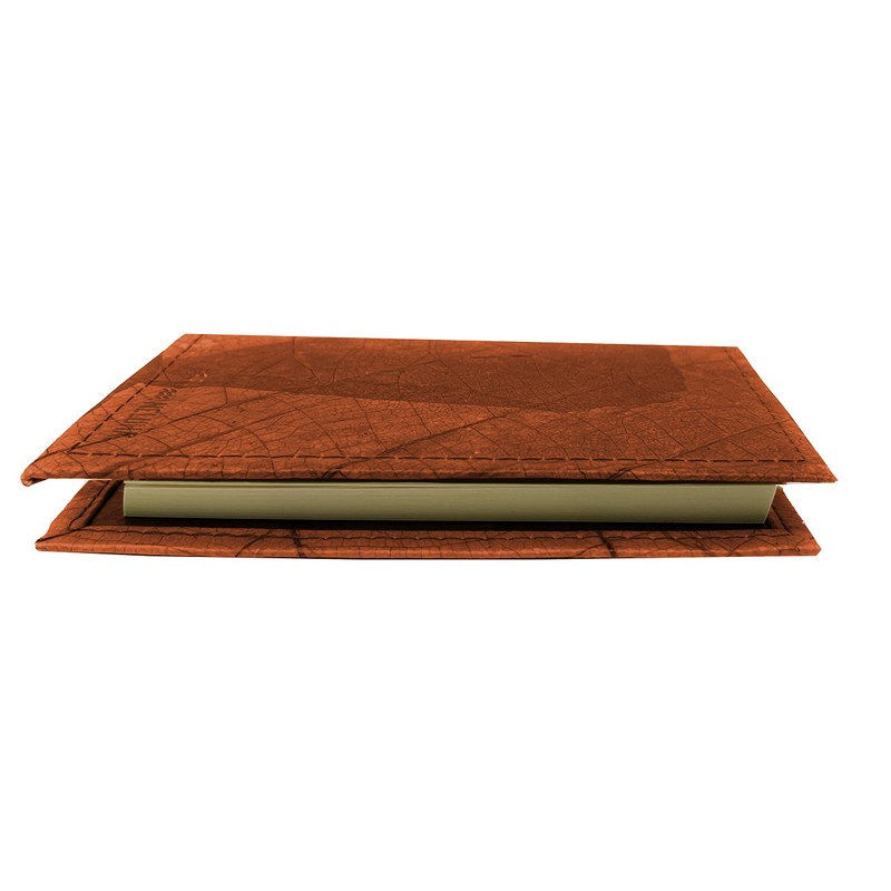 NELUHA Notebook A5 Blank Refillable Teak Leaves Vegan Sustainable Leather