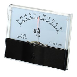YOKIVE Analog Panel Ammeter, 44C2 Ampere Meter Current Tester, Great for Office, Art, Home, Daily Use (DC 50-0-50uA)