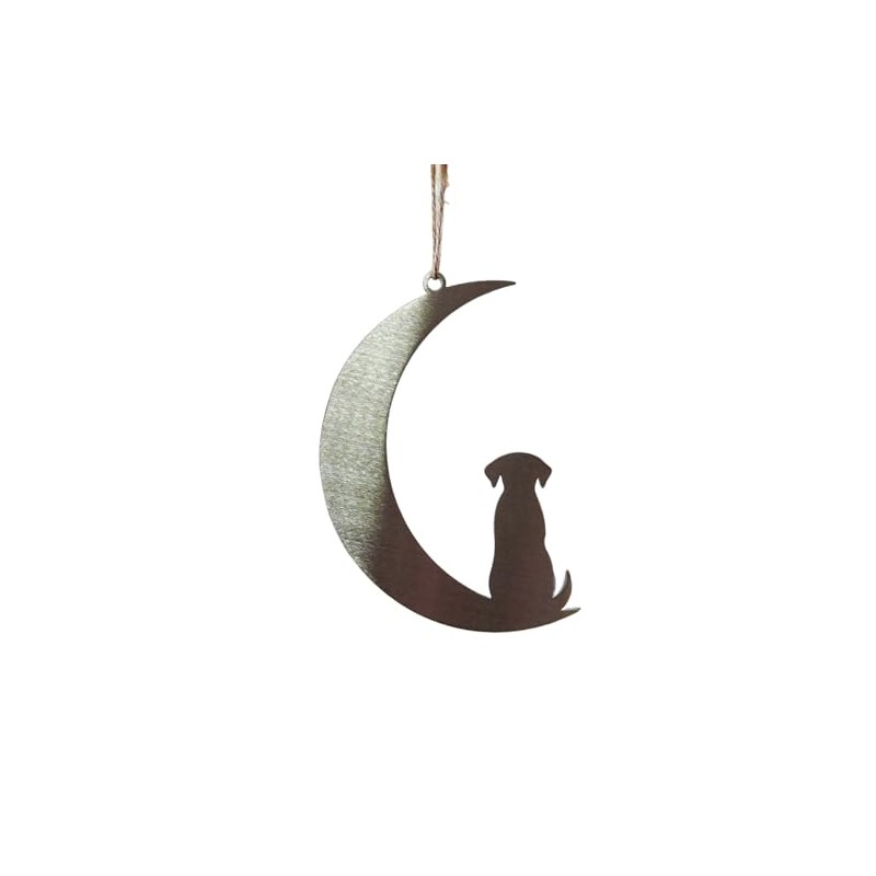 Image Industry Dog Silhouette Steel Moon Crescent - Hanging Ornament