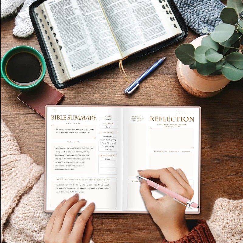 XKDOUS Bible Study Journal Pink Leather Notebook, S.O.A.P Bible Study
