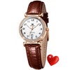 OLEVS Womens Quartz Watches Brown Leather Straps Rose Gold Easy
