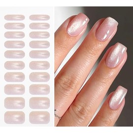 JMEOWIO Cat Eye Semi Cured Gel Strips Wraps Nail Art Sticker