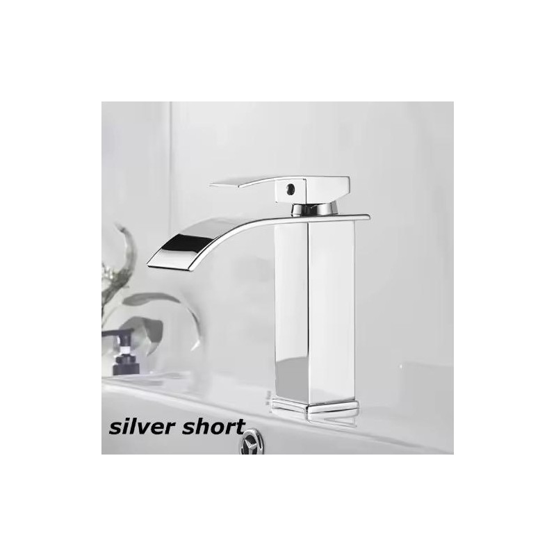 Black Waterfall Bathroom Faucet for Wash Basins – Short Deck-Mounted