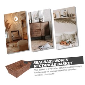 NOLITOY Handwoven Seagrass Storage Basket for Home Organization Rectangular Shape Natural Material for Remote Control and Bathroom Essentials Compact Design