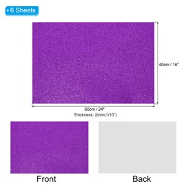 PATIKIL 2mm(1/10") Thick Adhesive Glitter Foam Sheet 16x24inch(40x60cm) Light Purple, EVA Shiny Foam Board for Craft, 6 Pcs