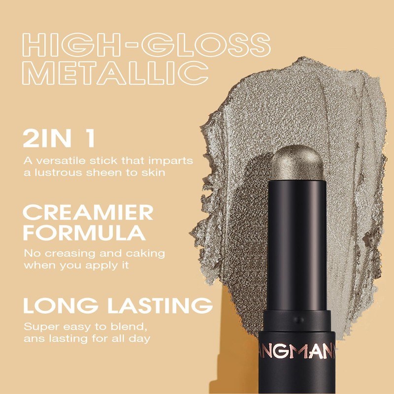 Black Shimmer Eyeshadow Stick Cream Eye Shadow, Cold Brown Glitter