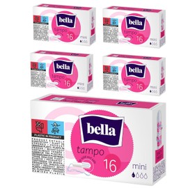 bella Tampo Tampons Mini: Mini Tampons with Easy Twist System, Pack of 5 (5 x 16 Pieces), Perfect for Beginners