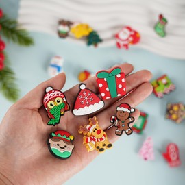 OuMuaMua 2025 Advent Calendar Shoe Charms 24 Days Christmas Countdown Calendar Gingerbread Snowflake Shoe Charms Wristband Decorations for Shoes Boys Girls Birthday Gifts Christmas Winter Party Favors