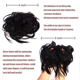Lativ Messy Hair Bun Tousled Updo Hair Scrunchies Extension With Elastic Rubber Band Messy Hair Accessories Hair Pieces for Women Girls (Messy Bun, Black)