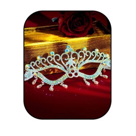 Maeaccx Masquerade Mask for Women, Iridescent Rhinestones Costume Parties, Mardi Gras Party