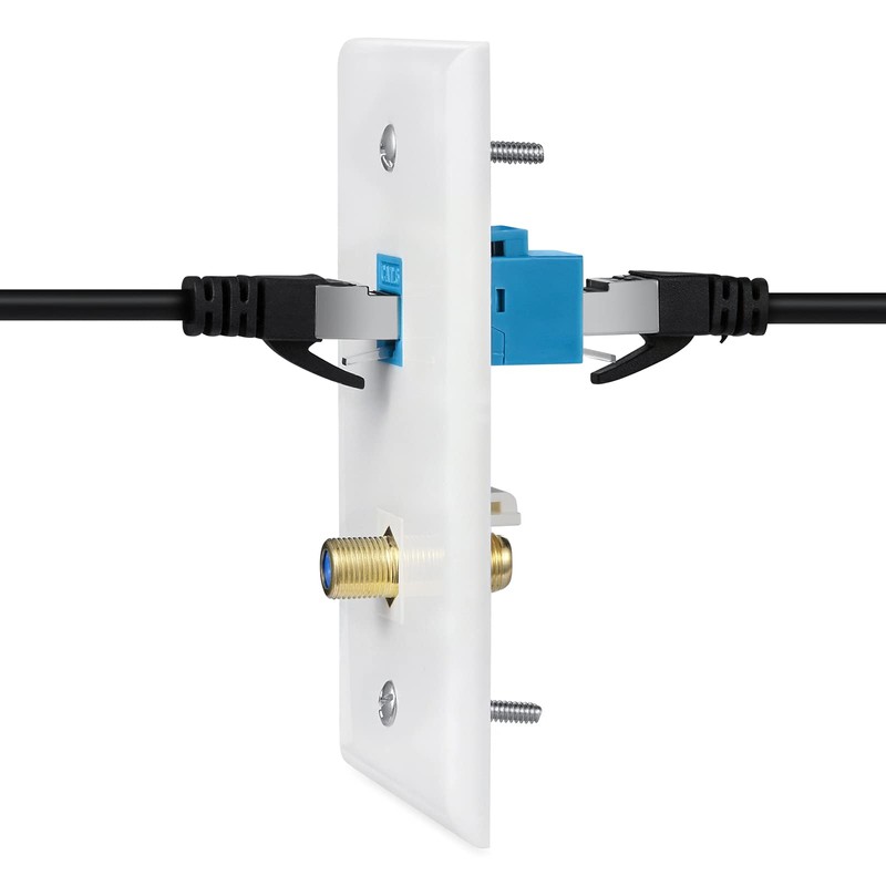 Ethernet Coax Wall Plate 2Pack,1 Cat6 Ethernet Port and 1