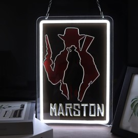ASDGGBL Red Dead Neon Red-Emption Neon Sign Uv Print Light Decor Reddead Game Sign with USB Powered Dimmable Home RDR1 Game Room Man Cave