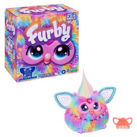 Furby Tie Die Juguete de Peluche Interactivo NOO-Lah Activado por Voz, Habla Canta y se Ilumina, Incluye 15 Accesorios de Moda, para niños y niñas + 6 años