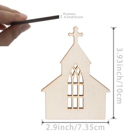 Wood Church Cutouts Hollow Out Unfinished Wooden Church Hanging Ornaments for Christmas Holiday Party Door Hanger Decoration 10Pcs