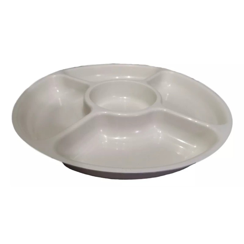 Boris 6 Botaneros Dip Redondos De Plástico 5 Cavidades Salsero