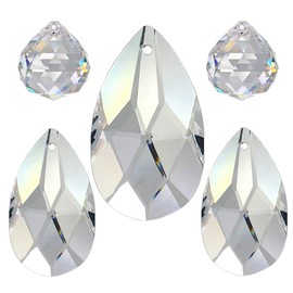 Crystal Set of 5 'Almond' 20-50 mm Crystal 30% PbO Feng Shui Suncatcher Rainbow Crystal