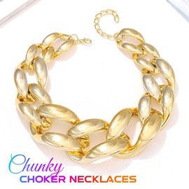Reaky Chunky Necklace Gold Choker Neclaces Punk Thick Necklace for Women