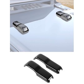 Savadicar 2-Piece Carbon Fiber Hood Hook Trim Cover for Jeep Wrangler JL JLU 4xe & Gladiator JT 2018-Present – Exterior Decorative Upgrade Accessories