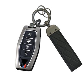 KULCSOK Key Fob Cover fit for Mitsubishi Outlander 2024 2023 2022 Key Cover Zinc Alloy Key Case Protector Keychain 4 Buttons Gray