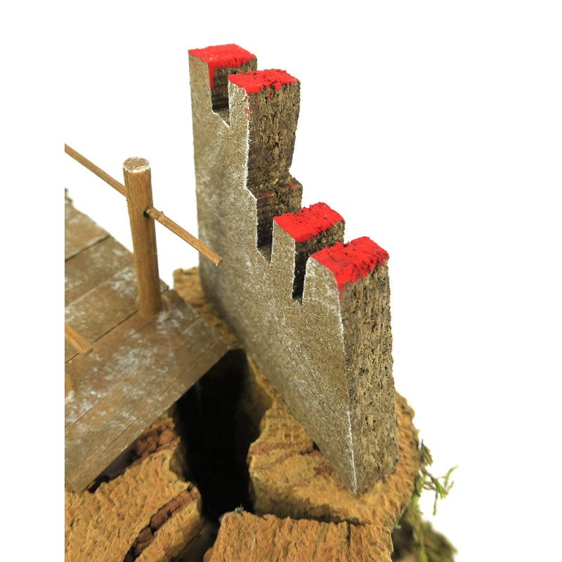 Bertoni Wooden Mountain Lake with Bridge and Tree, Wood, Multi-Colour,