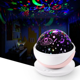 Geemik Night Light Kids, Baby Star Projector Light, Sensory Lights with 360° Rotating and Films About Universe and Animals, Soothing Sleep Lamp for Bedroom Decor, Christmas/Birthday Gifts for Girls
