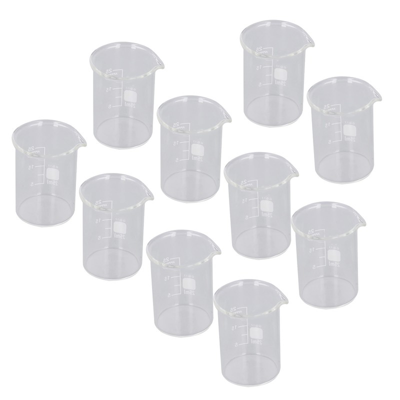 10PCS Glass Beaker Set Experiment Measuring Cup with Scale Teaching