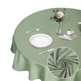 Eternal Beauty Round Tablecloth 150cm Wrinkle Free, Table Cover Water Resistant and Machine Washable for Home Dining Party Restaurant (Sage Green, 59inch)