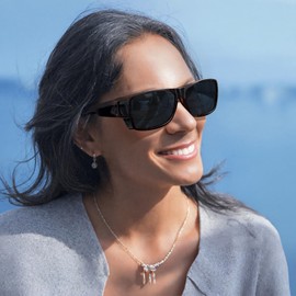 CAXMAN Fit Over Glasses Sunglasses Polarized Wrap Around Sunglasses with Side Window Shields for Men Women Full Protection Tortoiseshell Frames Grey Lens 100% UV Protection