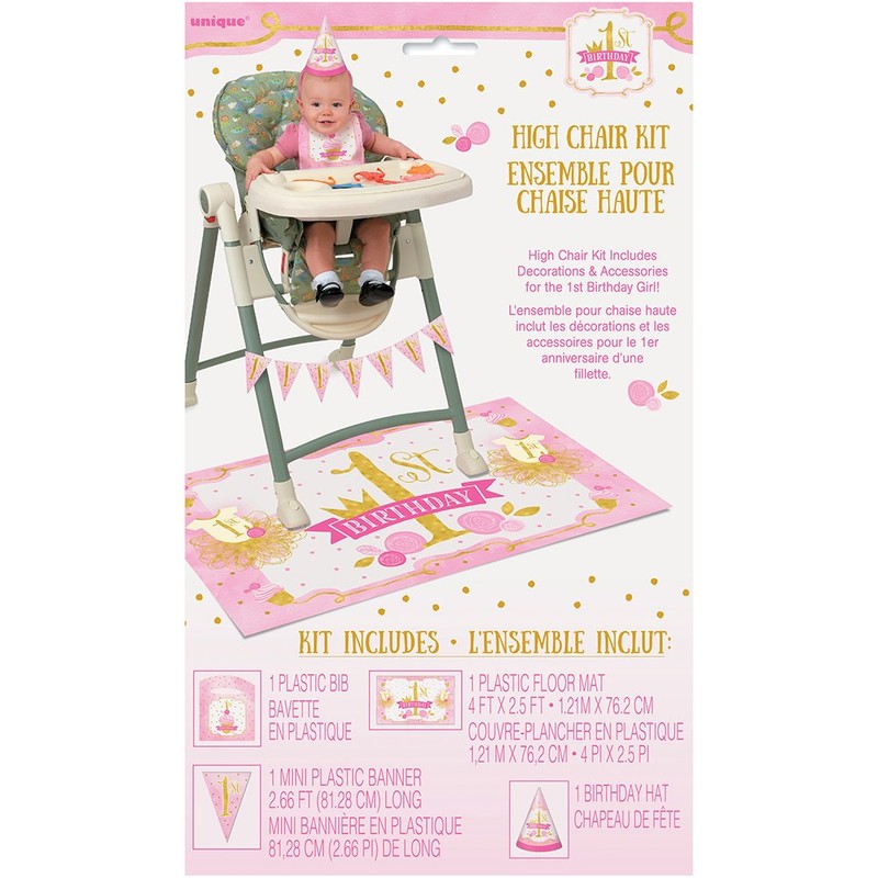 Stunning Pink & Gold First Birthday High Chair Decorating Kit